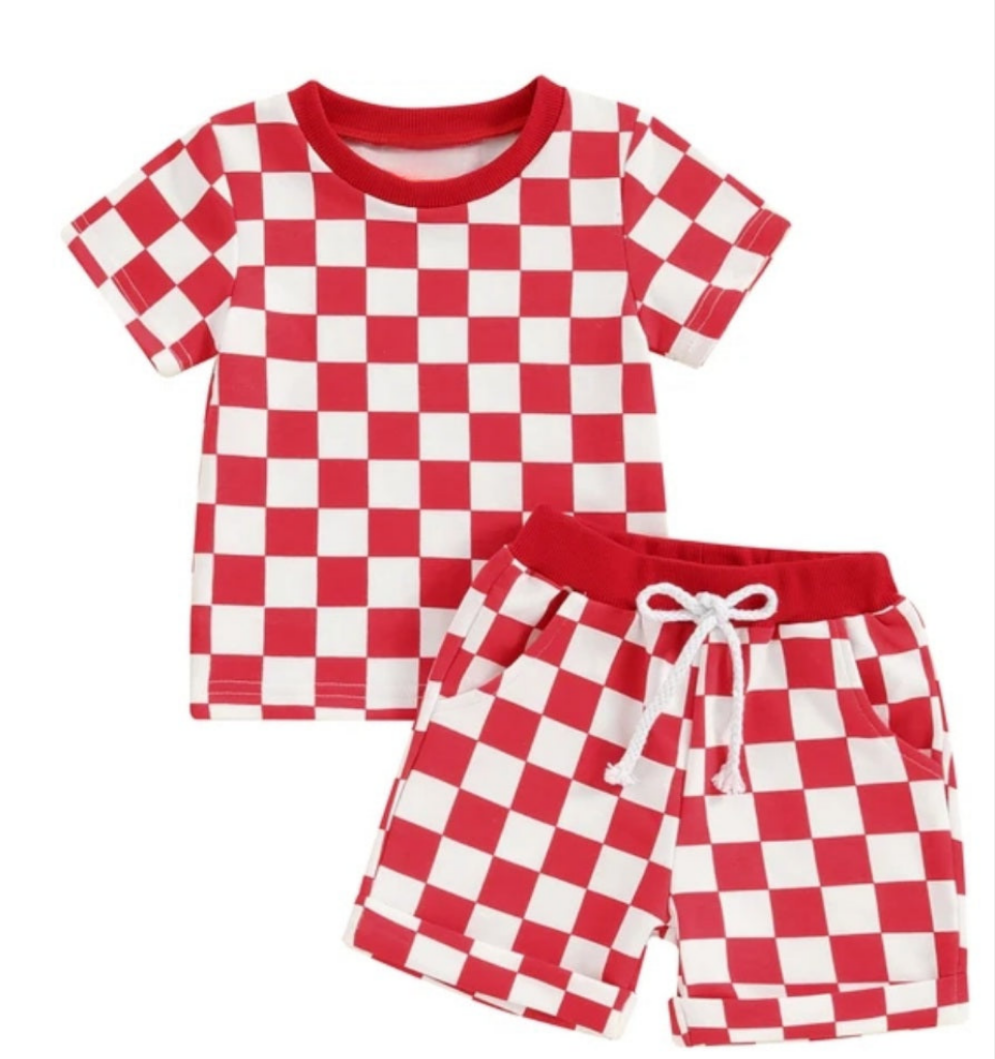 Red and white all over checkered set