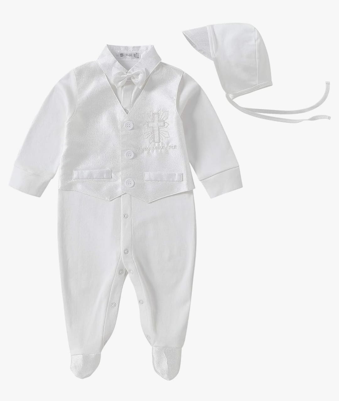 Newborn baptism outfit with bonnet