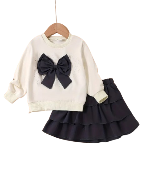 Bow sweater and skirt set