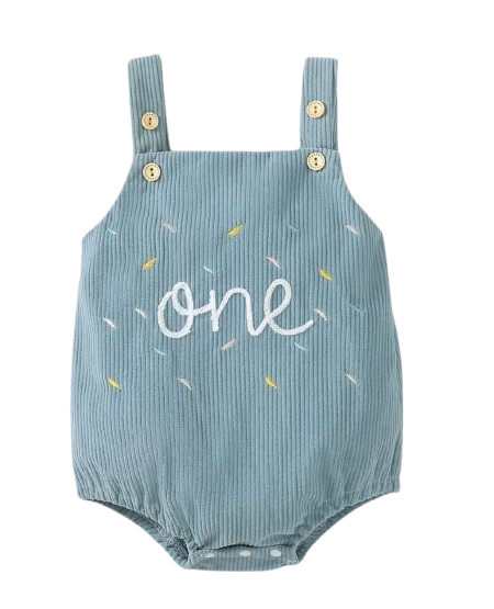 "One" romper blue